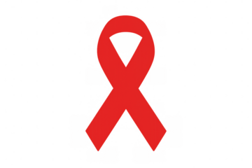 Red ribbon representing hiv aids awareness, support, and solidarity for health campaigns and charity on a transparent background