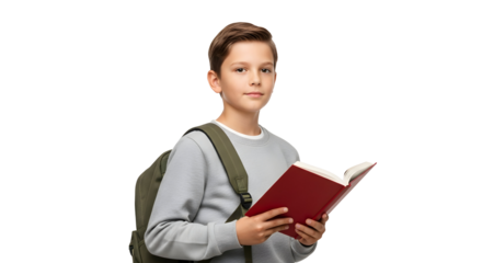 Schoolboy Learning Education Reading Book Student with Backpack Pupil Kid
