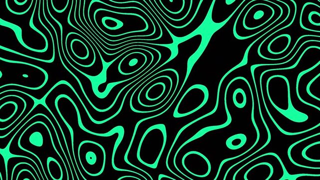 green black cool Abstract topographic contour line liquid retro wave VJ loop background seamless 4K ultra high resolution glowing terrain map fluid neon waves motion design dynamic vibrant gradient fl