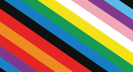 Progress Pride Flag background diagonal stripes in vibrant colors LGBTQ community support