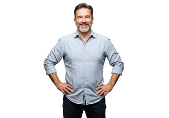 Fototapeta premium Man in blue shirt isolated on transparent background
