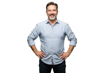 Man in blue shirt isolated on transparent background