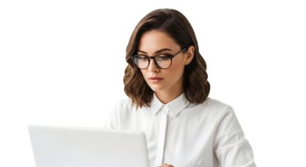 Business Woman Laptop Working Professional Office Worker Female Internet Glasses