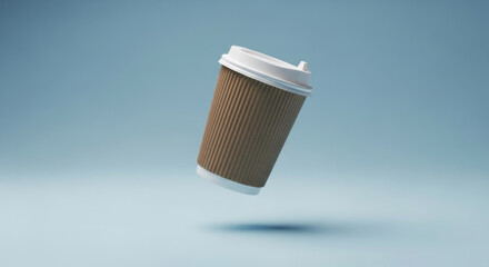 Brown Paper Cup with White Lid Coffee Container Takeaway Hot Drink Beverage Disposable Eco Friendly Waste Reduction