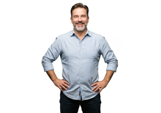 Man in blue shirt isolated on transparent background