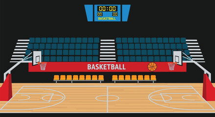 Basketball court vector illustration for sport and game design