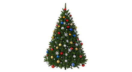 Naklejka premium Decorated Christmas tree with ornaments and snowflakes