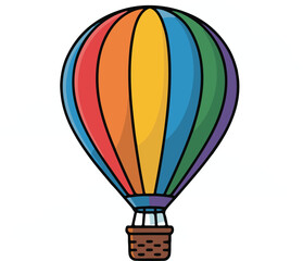 Fototapeta premium Colorful hot air balloon with basket on white background transport travel vector illustration EPS file download. 