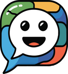 Cartoon speech bubble with happy face and colorful segments talk chat vector illustration EPS file download.
