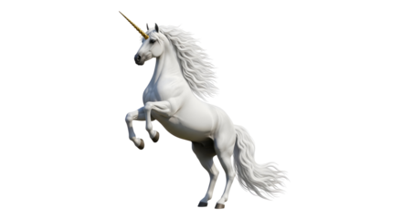 Majestic Unicorn Rearing Prancing Magical Creature Myth Fantasy Horse Horn