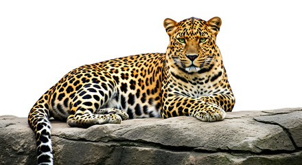 Obraz premium Leopard relaxing on rocky surface