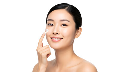 Asian Woman Applying Facial Cream Treatment Beautiful Skincare Cosmetic Beauty