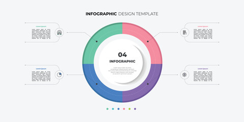 Fototapeta premium Modern diagram infographic chart template for business 4 parts, options, presentation with creative diagram elements