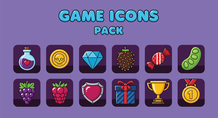 Game icons pack vector illustration for ui design and development