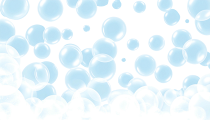 Abstract digital bubbles floating upwards against a stark black background with light and shadow effects