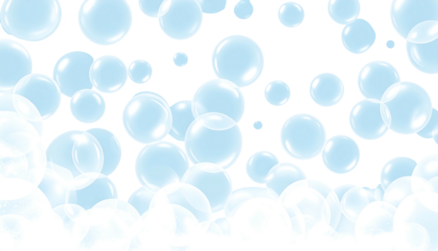 Abstract digital bubbles floating upwards against a stark black background with light and shadow effects - Powered by Adobe