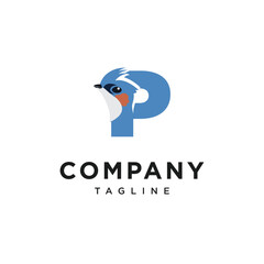Letter P Crested Treeswift Logo Icon Vector