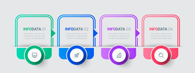 Infographic Template Creative Design with Colorful Style, Line, Icon and 4 Options for Presentation