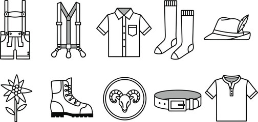 Oktoberfest outfit vector illustration traditional bavarian set