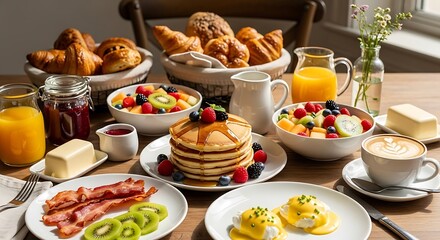 Lavish Breakfast Spread - A Delicious and Colorful Morning Feast.