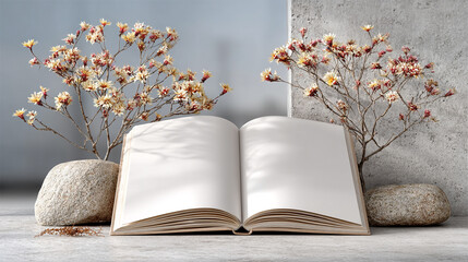 Minimalist Open Notebook with Shadows for Mockup.
