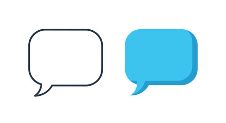 Fototapeta premium Two speech bubbles one outlined and one solid blue displayed side by side