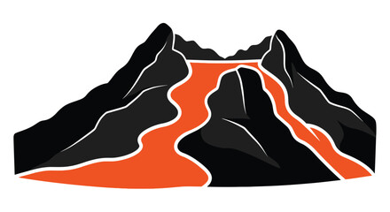 Stylized illustration of a volcano with flowing orange lava streams © Mstsalma