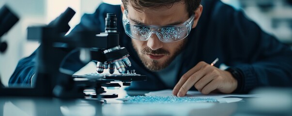 Exploring Microplastic Pollution: Researcher Documenting Findings Under Electron Microscope