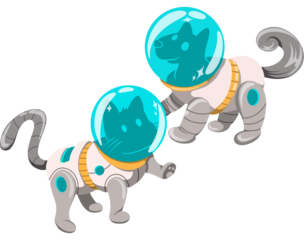 Dog and Cat Astronauts Illustration