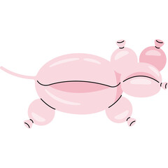 Cute Pink Balloon Animal Mouse With A Transparent Background And A Playful Pose Isolated On White