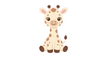 Funny vector cartoon illustration of a cute giraffe character isolated on a white background