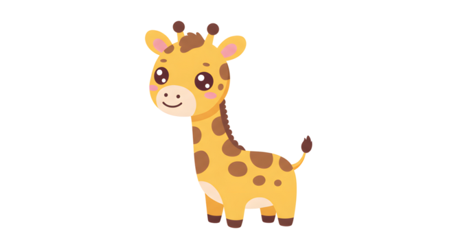 Cute brown baby giraffe cartoon vector illustration isolated on white