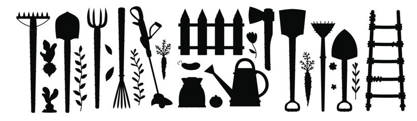 garden tools set vector flat gardening equipment vector