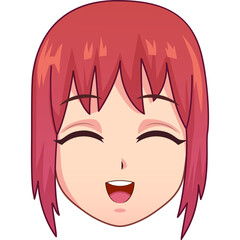 Anime Girl Smiling With Eyes Closed And Pink Hair Wearing School Uniform Headshot With Transparent Background