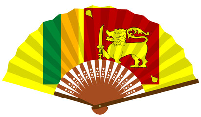 スリランカ　南アジア　国旗　和風　扇子