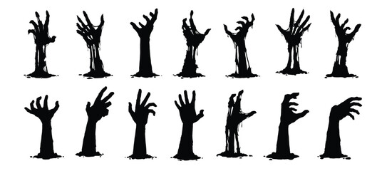 halloween zombie hands isolated vector silhouettes