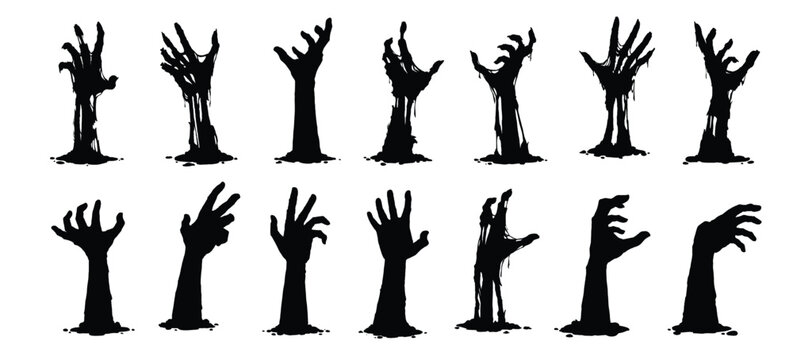 halloween zombie hands isolated vector silhouettes - Powered by Adobe