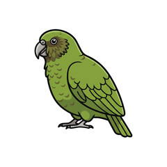 Obraz premium A cartoon illustration of a green parrot perched on its feet