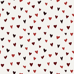 Modern minimalistic stylish cozy seamless pattern of hearts in trendy colors, vector. Festive romantic background pattern for textiles, gift packaging, printing, decor, flat design, symbol of love