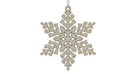 Glittering Snowflake Christmas Ornament Hanging White Background