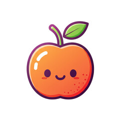 Obraz premium Adorable smiling orange with a leaf, vibrant and cheerful illustration.