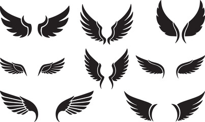 Vector art of set of various black wings