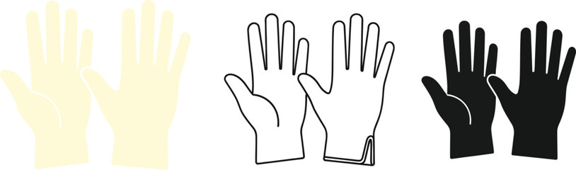 Obraz premium Three different styles of open hands and gloves presented side-by-side