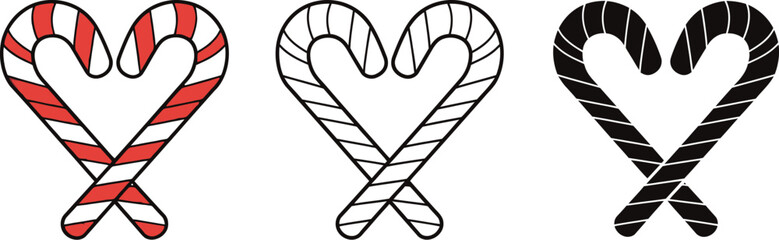Candy cane heart vector christmas holiday season illustration