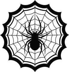 Fototapeta premium Silhouette of a spider on a web, a symbol of nature and intricacy