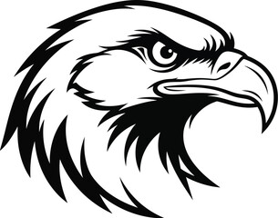 Obraz premium Eagle head vector illustration black and white clip art icon