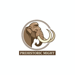 Vintage Prehistoric Mammoth Might Vector Emblem