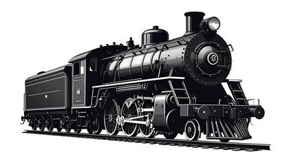 Obraz premium A detailed illustration of a vintage black steam engine locomotive