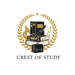 Vintage Academic Study Education Crest Vector