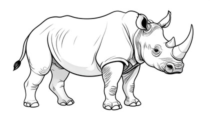 Fototapeta premium A detailed black and white illustration of a rhinoceros standing